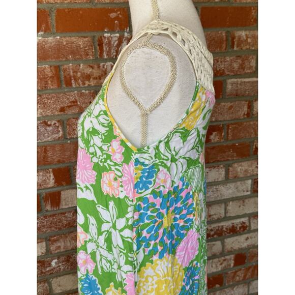 Lilly Pulitzer Women's XS Rayon Pastel Floral Flamingo Sleeveless Shift Dress - Picture 3 of 8